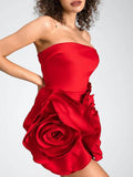 Dadizhimu Temperament Sexy Dinner Dress Dress 2025 New Fashion Tsets Three-Dimensional Rose Flower Dress
