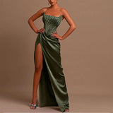 Dadizhimu Sexy Chest Sticker Wearing Fish Bone Skirt High-End Body Repair Irregular Open Fork Long Dress
