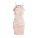 Dadizhimu Noodle Folded Wrinkled Sleeveless Neck Collar Dress Female Temperament Sexy Waist Repair Ass Skirt Dress Dress