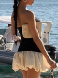 Dadizhimu Bra Splicing Back Showing Thin Flower Bud Dress Lantern Ponky Pure Wind Summer Beautiful Little Dress
