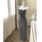 Dadizhimu Rich Rich Gold Wind Beautiful Hanging Dress Dress Female Lace Splicing Folded Bag Hip Dress Banquet Dress Dress