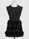 Dadizhimu Small Fragrant Wind To Close The Waist Thin Sleeveless Round Skirt 2025 New Splicing Flower Design Short Dress