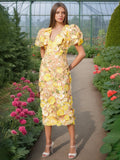 Dadizhimu Fresh Off-Coat Dress 2025 Spring New V-Neck Heavy Industry Splicing Flowers Slimming Dress Woman