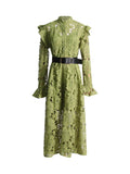Dadizhimu Retro Style Dress 2025 New Fashion Temperament Niche Design Hollow Lace Dress Long Lady