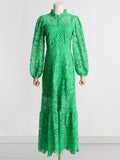 Dadizhimu 2025 New Tea Break French Dress Standing Collar Hollow Design Feel Waist Thin Fashion Temperament Dress