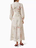 Dadizhimu Vintage Court Style Dress 2025 New Long Sleeved Collar Print Design High Waist Single-Reply Dresses