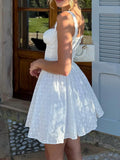 Dadizhimu Sexy V-Neck Lace Sling Dress Pure-Style White Print Hottie Small Dress Dress Women's Dress