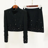 Dadizhimu Break High-End Two Sets Of 2025 Spring New Nail Beads Diamond Top High Waist Skirt Suit Woman