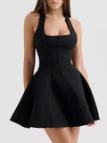 Dadizhimu Collar Hanging Neck Collar With Short Skirt 2025 New Waist Display Thin Short Color Dress Women's Summer