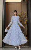 Dadizhimu French High-End Sweet Temperament Tea Break Dress With Thin Waist Thin Lace Wood Ear Dress Green