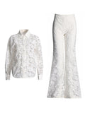 Dadizhimu Temperament Commuting Wind 2025 New Embroidery Perspective Shirt + High-Waisted Trouser Suit Women's Tide