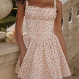 Dadizhimu Tea Break Skirt 2025 Spring New Word-In-Word Print Mini-Dressed Back To Thin Dress Woman Trend