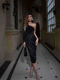 Dadizhimu Women's Dress Single Shoulder Hot Diamond Dress New