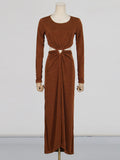 Dadizhimu Style Sexy Dress Dress Dress 2025 New Hollow Luth Waist Design Long Dress Dress Female Summer