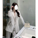 Dadizhimu Famous Style White Temperament Nail Beaded Blazer Suit Coat Coat Female French Small Suit Suit