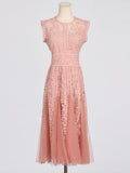 Dadizhimu Holiday Style Sleeveless Solid Color Dress 2025 New Design Yarn Net Embroidery Waist Thin Dress Woman