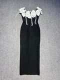 Dadizhimu Elegant Temperament Famous Banquet Dress Dress Side-Uppe Bow Tuxedo Diamond Bandage Skirt