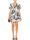 Dadizhimu New French Elegant Three-Dimensional Flower Collage Fashion V-Neck Design Feel Waist Thin Dress Woman