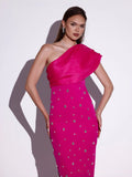Dadizhimu Women's Dress Slanted Shoulder-Sling Banded Evening Dress