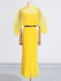 Dadizhimu Dress 2025 Summer New Temperament High-Waisted Solid Color Tie With High-End Feel Dress