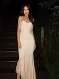 Dadizhimu Lace Folded Sling Dress Design Small Fishtail Dress Seaside Holiday Mermaid Dress