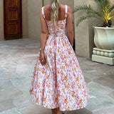 Dadizhimu Women's Dress Dress Sling Skirts With Sweet And Spicy Long Skirts Summer Floral Dress