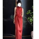 Dadizhimu Red Morning Robe Palace Wall Red National Style To Improve The New Chinese Engagement Dress Dress Without Sleeves And Thin Dress
