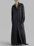 Dadizhimu Korean Casual Style Dress 2025 New Collar High-End Solid Color Design Shirt Long Dress Women's Summer