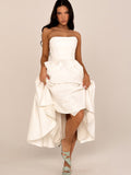 Dadizhimu Women's Summer Wear High-Grade Fish Bone Thoracic Dress Pure Style Hot Girl Repair In The Back Of The Long Dress