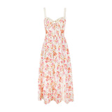 Dadizhimu Women's New Broken Flower Sling Skirt Sexy Bare Back Open Fork Long Skirt Holiday Style Dress Dress Woman