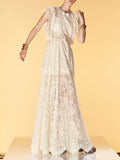 Dadizhimu Elegant Style Dress 2025 Summer New Lace High-End Design Neckbutter Knotted Dress
