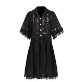 Dadizhimu Wind 2025 Spring New Temperament Small Ribbon Embroidered Lace Shirt + Women's Dress