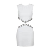 Dadizhimu Female Hip Sexy Dew Back Empty Diamond Sleeveless Bandet Party Dress Party Dress