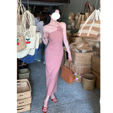 Dadizhimu Temperament Minimalist Flowers Hanging Dress Women's New Design Sense Slimmed Bean Skirt Bag Long Skirt