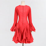 Dadizhimu Niche Temperament 2025 Spring New Fashion Lotus Leaf Side Design Waist Thin Horn Sleeve Dress Woman