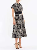 Dadizhimu Temperament Literary Style With Belt Dress Dress 2025 Summer New Collar Retro Design Long Dress Dress Woman