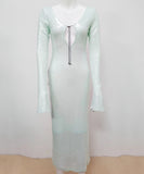 Dadizhimu Fashion Squint V-Neck-Lown Dress Dress Dress Medium Long