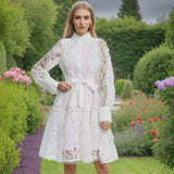 Dadizhimu Court Style Dress 2025 Spring New Embroidery Lace Niche Design Feeling Waist Thin Dress Woman