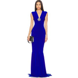 Dadizhimu Solid Color V-Neck Sleeveless Dress Woman High-End Sexy Tuxedo Fishtail Dress Long