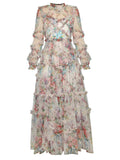 Dadizhimu And Summer Perspective Mesh Long-Sleeved Print Women's Clothing Wooden Ear Lotus Folds Fashion Sexy