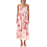 Dadizhimu Elegant Wind Girded Lumbar Dress 2025 New Fashion Print Slings With Skinny Dress Women's Summer
