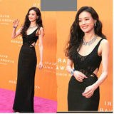 Dadizhimu Qi's Same Black Slings Hollow Body-Claming Dress Long Temperament Tight Dress