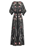 Dadizhimu Bat Sleeves Heavy-Slified Embroidered Nails Tucked Long Dress Dress Dress 2024 Summer New