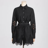 Dadizhimu Lazy Suit Women's 2025 Spring New Fashion Light Luxury Embroidery Sleek Sleeve Shirt Two Sets Of Women's Clothing