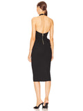 Dadizhimu Fashion New Black Sleeveless Banded Knitted Dress Open Waist Small Black Dress