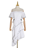 Dadizhimu Irregular Dress 2025 Summer New Fashion Shoulder High-End Hollow Dress Dress Women's
