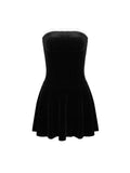 Dadizhimu Women's Dress Golden Velvet Sexy Bosom A-Dress Body-Dexed Winter Dress Tice Little Dress