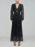 Dadizhimu Temperament Sexy Geider Dress 2025 New V-Neck Embroidery Flower Design Senior Feeling Long Dress Woman