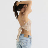 Dadizhimu Women's New Sexy Lace Sling Vest Body-Cretenders Irregularly Exposed Umbilly Babes Top Girl