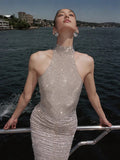 Dadizhimu Hot Diamond Sling Dress High-End Light Luxury Evening Dress Party Show Back Dress